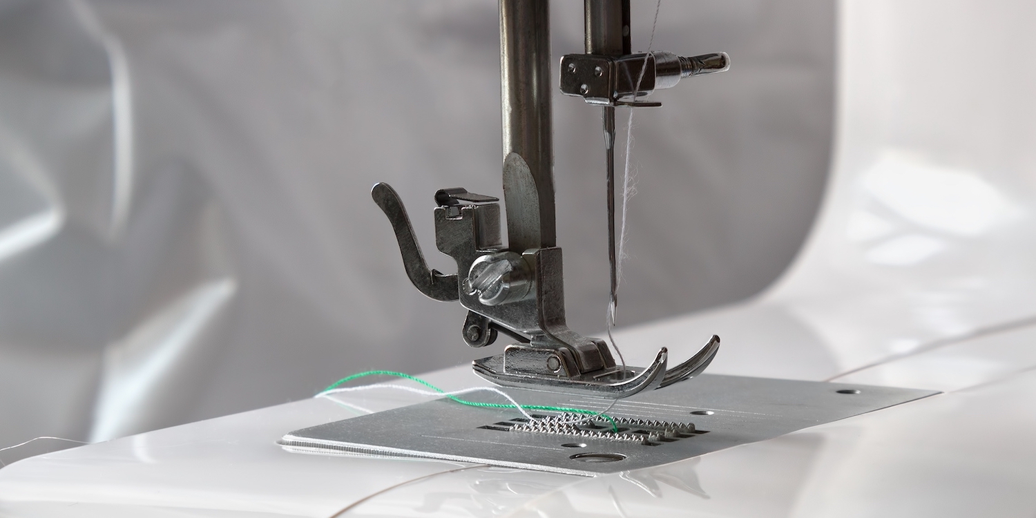 Close up on a sewing machine